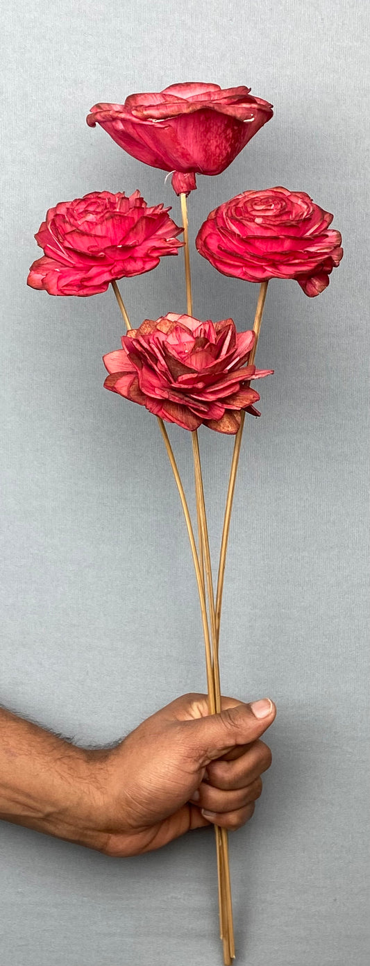 Sola Flower Stemmed Bunch (5 Pieces) - Raspberry Red