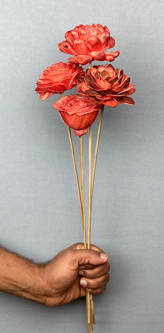 Sola Flower Stemmed Bunch (5 Pieces) - Strawberry Red
