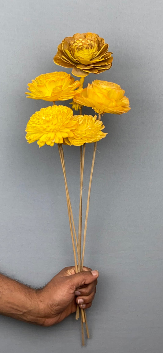 Sola Flower Stemmed Bunch (5 Pieces) - Lemon Yellow