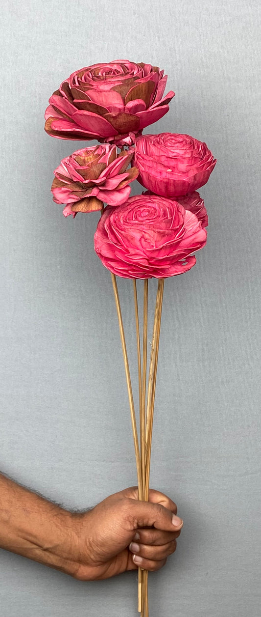 Sola Beauty Rose Flower Stemmed Bunch (5 Pieces) - Raspberry Red