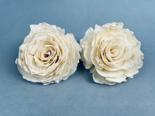 Sola C Leaf Rose Flower (7 Pieces) - Natural White